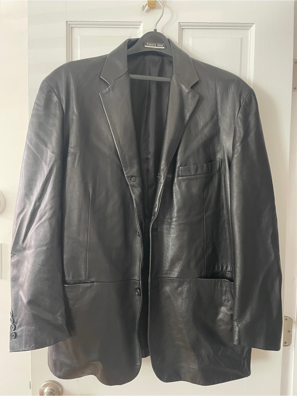 Alfani Black Leather Blazer Jacket
